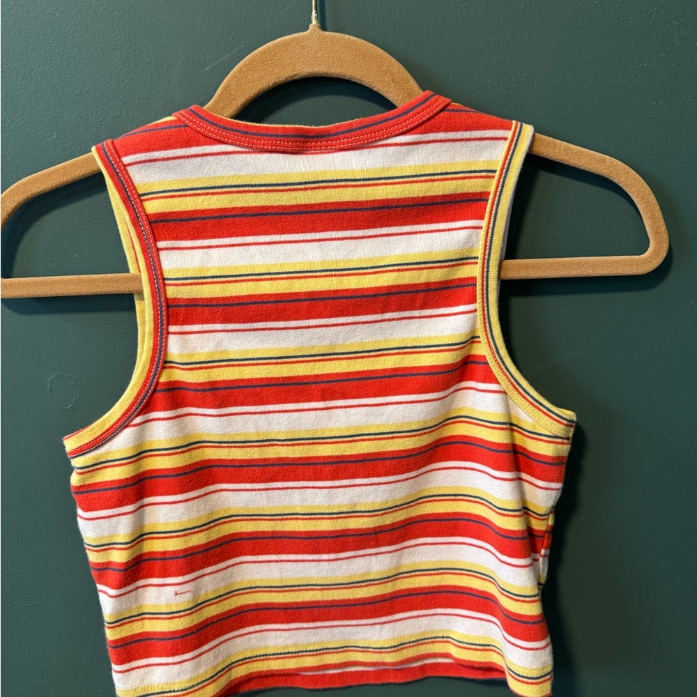 Paul Frank Juniors M Tank Top - Red, Yellow, and White Stripes Y2K style - Picture 3 of 3